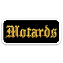 Load image into Gallery viewer, Portuguese Biker Motards Gold Lettering Stickers, Set of 3

