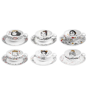 Vista Alegre Rainhas De Portugal Tea Cups and Saucers, Set of 6