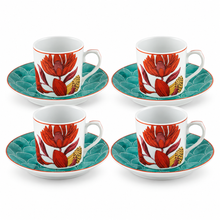 Load image into Gallery viewer, Vista Alegre Lotus Espresso Cup and Saucer, Set of 4
