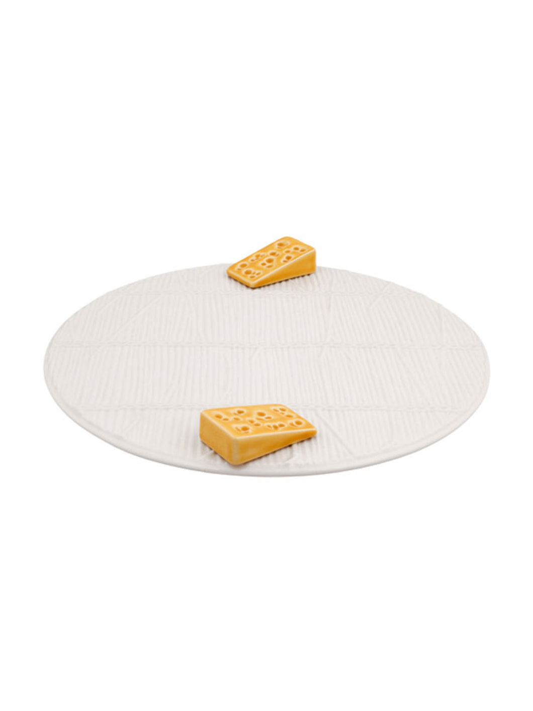 Bordallo Pinheiro White Cheese Tray with Yellow Cheese