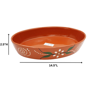 João Vale Hand Painted Traditional Clay Terracotta Oval Roaster