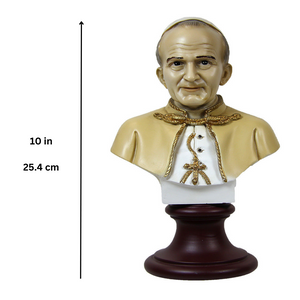10" Hand Painted Pope Saint John Paul II Bust Statue Religious Figurine
