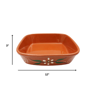 João Vale Hand-Painted Traditional Clay Terracotta Cooking Pot Square Roaster