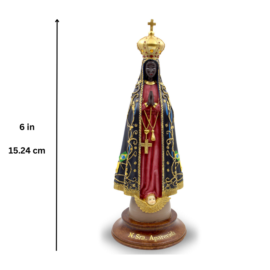 Hand-painted Our Lady Aparecida Religious Statue Made in Portugal