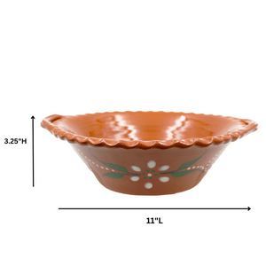 João Vale Hand-Painted Traditional Terracotta Ruffled Salad Bowl