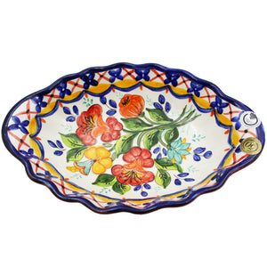 Hand-painted Portuguese Pottery Clay Terracotta Oval Salad Bowl