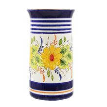 Load image into Gallery viewer, Hand-Painted Portuguese Pottery Clay Terracotta Floral Utensil Holder
