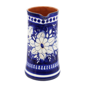 Hand-Painted Portuguese Pottery Clay Terracotta Floral Pitcher