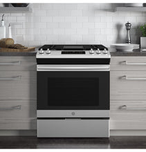 Load image into Gallery viewer, General Electric JGSS66SELSS 30&quot; Slide-In Front-Control Convection Gas Range, 220-240 Volts Export Only - Special Order

