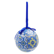 Load image into Gallery viewer, Traditional Azulejo Tile Themed Made in Portugal Blue and Yellow Christmas Ornament
