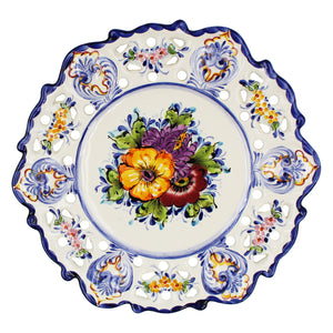 Hand-Painted Traditional Portuguese Ceramic Floral 12" Decorative Plate
