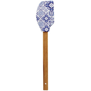 Portuguese Blue & White Azulejo Silicone Baking Spatula with Wooden Handle