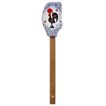 Load image into Gallery viewer, Portuguese Azulejo Silicone Baking Spatula with Rooster Design &amp; Wooden Handle
