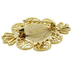 Portuguese Filigree Pin with Replica Gold Coin Design – Gold Color