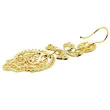 Load image into Gallery viewer, Traditional Portuguese Filigree Earrings, Gold-Color Rancho Style with Bow Design
