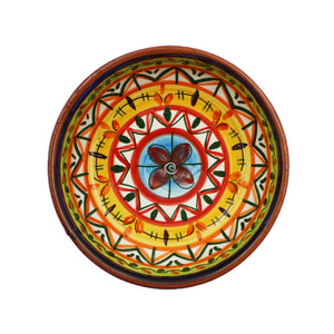 Hand-Painted Portuguese Pottery Clay Terracotta Colorful Small Low Bowl Set