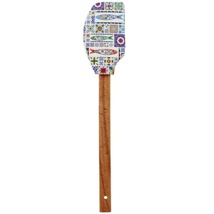 Portuguese Sardine Azulejo Silicone Spatula with Wooden Handle