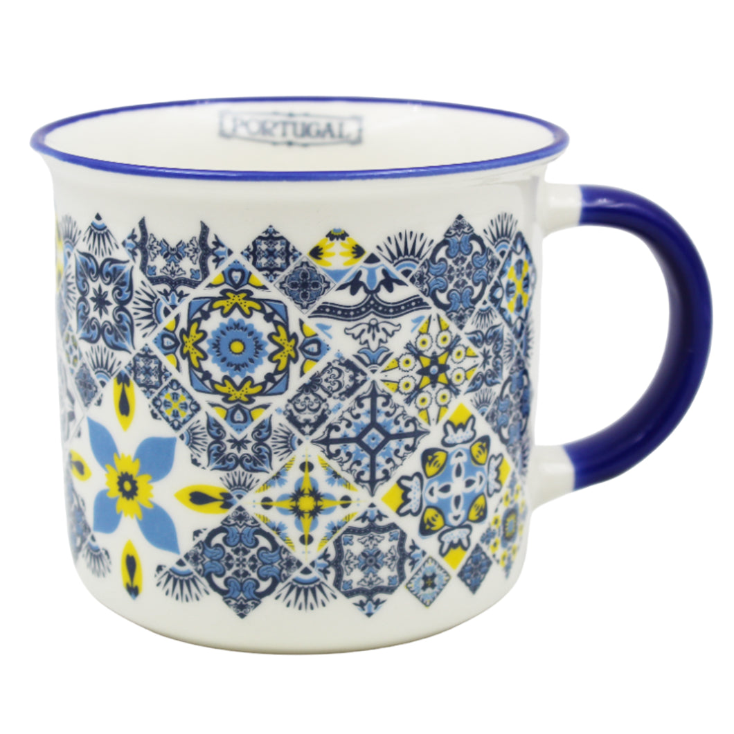 Portugal Blue & Yellow Azulejo Ceramic Coffee Mug, 12 oz.