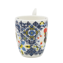 Load image into Gallery viewer, Portuguese Rooster &amp; Azulejo - Ceramic Espresso Cup with Spoon Set
