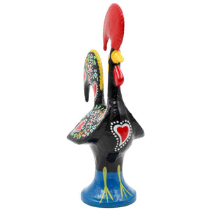 Traditional Hand-Painted Portuguese Good Luck Rooster Metal Figurine, 5.5"