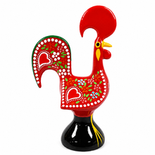 Load image into Gallery viewer, Traditional Hand-Painted Portuguese Good Luck Rooster Metal Figurine, 6"
