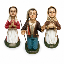 Load image into Gallery viewer, Hand-Painted Fátima Shepherd Children Statues, Set of 3 – Made in Portugal

