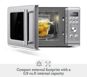 Breville BMO650SIL1BUC1 the Compact Wave Soft Close Microwave, Silver