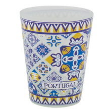 Load image into Gallery viewer, Portuguese Azulejo Pattern Glass Shot Glasses Set, Blue and Yellow - Set of 4
