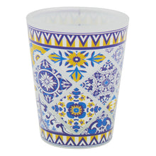 Load image into Gallery viewer, Portuguese Azulejo Pattern Glass Shot Glasses Set, Blue and Yellow - Set of 4
