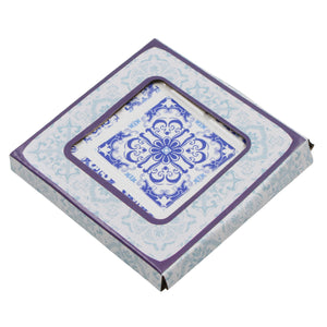 Set of 4 Portuguese Ceramic Coasters with Cork Backing – Blue White Azulejo Tile Design