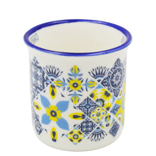 Load image into Gallery viewer, Traditional Portuguese Azulejo Blue &amp; Yellow Pattern Ceramic Espresso Cup
