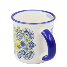 Load image into Gallery viewer, Traditional Portuguese Azulejo Blue &amp; Yellow Pattern Ceramic Espresso Cup
