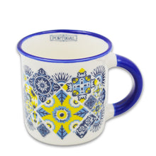 Load image into Gallery viewer, Traditional Portuguese Azulejo Blue &amp; Yellow Pattern Ceramic Espresso Cup
