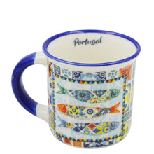 Load image into Gallery viewer, Vibrant Portuguese Sardine &amp; Azulejo Design Ceramic Espresso Cup
