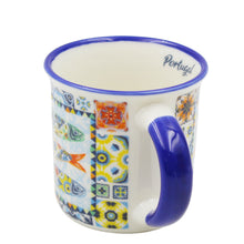 Load image into Gallery viewer, Vibrant Portuguese Sardine &amp; Azulejo Design Ceramic Espresso Cup
