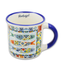 Load image into Gallery viewer, Vibrant Portuguese Sardine &amp; Azulejo Design Ceramic Espresso Cup
