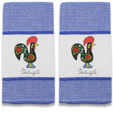 Load image into Gallery viewer, Set of 2 Portuguese Rooster Kitchen Dish Towels – 100% Cotton Decorative Towels in Blue Design
