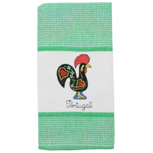 Load image into Gallery viewer, Set of 2 Portuguese Rooster Kitchen Dish Towels – 100% Cotton Decorative Towels in Green Design
