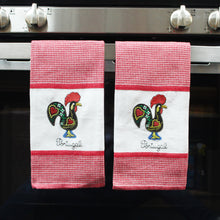 Load image into Gallery viewer, Set of 2 Portuguese Rooster Kitchen Dish Towels – 100% Cotton Decorative Towels in Red Design
