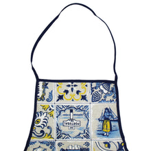 Load image into Gallery viewer, Portuguese Azulejo Design Apron – Blue and Yellow Tile Pattern with Front Pocket
