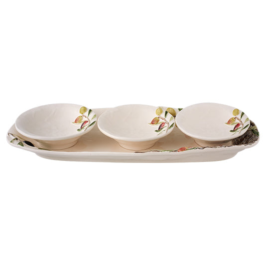 Bordallo Pinheiro Olival Platter with 3 Bowls, Set