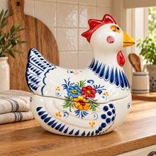 Load image into Gallery viewer, Portuguese Hand-Painted Ceramic Chicken Jar with Lid
