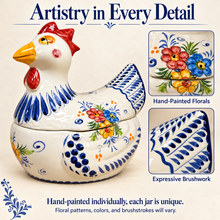 Load image into Gallery viewer, Portuguese Hand-Painted Ceramic Chicken Jar with Lid
