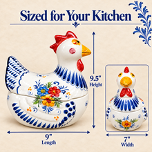 Load image into Gallery viewer, Portuguese Hand-Painted Ceramic Chicken Jar with Lid
