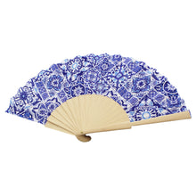 Load image into Gallery viewer, Tile Azulejo Themed Made in Portugal Wood Hand Fan
