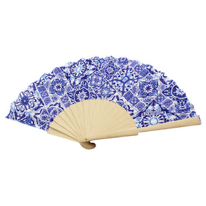 Tile Azulejo Themed Made in Portugal Wood Hand Fan