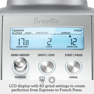 Breville BCG820BSS Smart Grinder Pro Coffee Bean Grinder, Brushed Stainless Steel