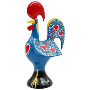 Traditional Hand-Painted Portuguese Good Luck Rooster Metal Figurine, 8.25"