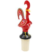 Load image into Gallery viewer, Traditional Hand-Painted Portuguese Good Luck Rooster Wine Bottle Stopper
