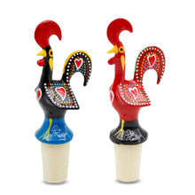 Load image into Gallery viewer, Traditional Hand-Painted Portuguese Good Luck Rooster Wine Bottle Stopper
